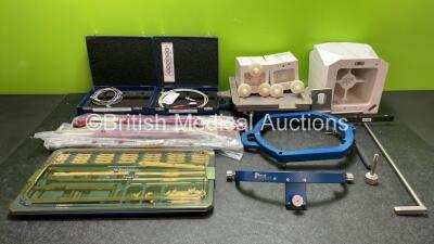 Job Lot of BrainLAB Accessories Including 2 x Shielded Diode Field Detectors, Mask System Accessories, Upper Jaw Supports and Calypso Blocks