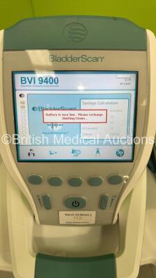 Verathon BVI 9400 Bladder Scanner with Probe, Battery and Battery Charger on Stand (Power Up) *S/N B4017837* - 2