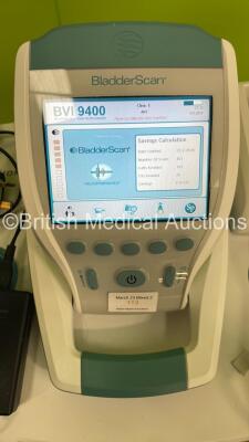 Verathon BVI 9400 Bladder Scanner with Probe, Battery and Battery Charger on Stand (Power Up) *S/N B4010118* - 2