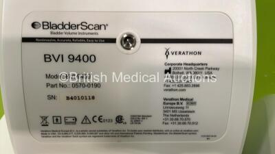 Verathon BVI 9400 Bladder Scanner with Probe, Battery and Battery Charger on Stand (Power Up) *S/N B4010118* - 4