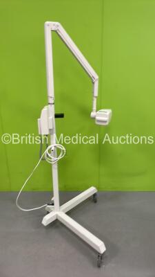 Gendex Oralix AC Dental X-Ray Head Ref 9869 000 00101 on Stand with Gendex Dens-O-Mat Timer and Trigger (Unable to Power Test Due to Cut Power Supply - Missing 1 x Wheel) *S/N 09051125*