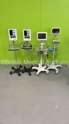 1 x Huntleigh SmartSigns Lite Plus Patient Monitor on Stand, 2 x Datascope Accutorr Plus Vital Signs Monitors on Stands and 1 x Philips SureSigns VS2 Patient Monitor on Stand (All Power Up) *S/N A733976-84*