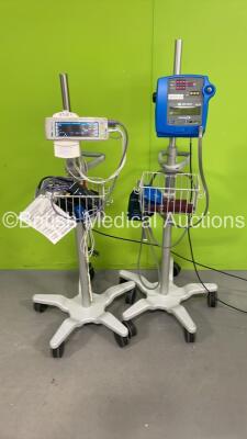 1 x Drager Infinity M540 Patient Monitor on Stand with Leads and 1 x GE Dinamap Pro100V2 Vital Signs Monitor on Stand with BP Hose and Cuff (Both Power Up)