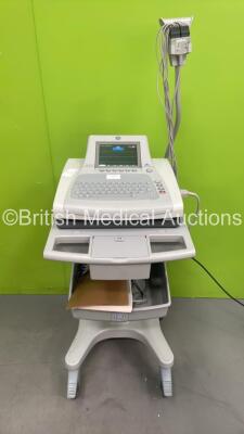 GE MAC 3500 ECG Machine on Stand with 10 Lead ECG Leads (Powers Up)