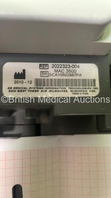 GE MAC 3500 ECG Machine on Stand with 10 Lead ECG Leads (Powers Up with Some Casing Damage - See Photo) - 5