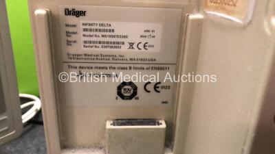 2 x Drager Infinity Delta Patient Monitors with HemoMed 1, Aux/Hemo 3, NBP and MultiMed Options, 2 x Siemens Docking Stations and 2 x AC Power Supplies (Both Power Up, 1 x Damage to Casing - See Photos) - 7