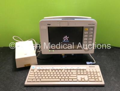 Drager Infinity Delta Patient Monitors with HemoMed 1, Aux/Hemo 3, NBP and MultiMed Options, 1 x Siemens Docking Stations, 1 x Unotron Keyboard and 1 x AC Power Supply (Powers Up with Damage to Casing - See Photos)