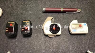 Mixed Lot Including 3 x Zeal Ear Thermometers, 6 x Various Thermometers, 1 x GE TuffSat Monitor with Finger Sensor, 3 x Insulin Pens, 1 x Welch Allyn SureTemp Plus Thermometer, 1 x Keeler Otoscope / Ophthalmoscope with 1 x Attachment in Case and 1 x Welch - 3