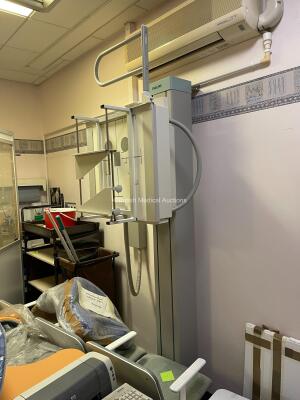 Philips Optimus 50 Bucky System *Mfd - 1998* Including Patient Table, Wall Stand, X-ray Overhead Bucky and Tube, Generator, Operator Console and Ceiling Rails. Not Powered Up, Sold as Untested, System has been Professionally De-Installed. (Stock Photo Use - 4