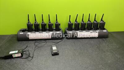 11 x DP1400 Walkie Talkies with 2 x Six Way Tri Chemistry Chargers and 1 x AC Adapter *C*