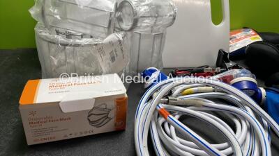 Mixed Lot Including 1 x Phil E Slide Patient Transfer Board, 2 x N20/02 Hose, 40 x Disposable Face Masks, 1 x SAM Pelvic Sling, 4 x Motormax Headphones and 4 x Hartwell Medical Pumps in 2 x Hartwell Carry Bags - 2