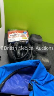 Mixed Lot Including 1 x Phil E Slide Patient Transfer Board, 2 x N20/02 Hose, 40 x Disposable Face Masks, 1 x SAM Pelvic Sling, 4 x Motormax Headphones and 4 x Hartwell Medical Pumps in 2 x Hartwell Carry Bags - 3