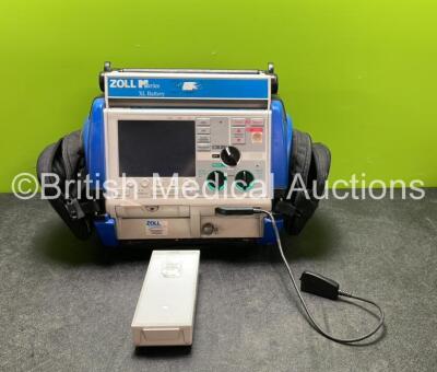 Zoll M Series Defibrillator Including Pacer, SpO2, ECG and Printer Options with 2 x Batteries in Carry Bag (Untested Due to Possible Flat Batteries)