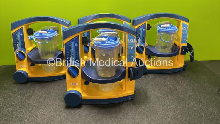 4 x Laerdal LSU Suction Units with 4 x Cups and Lids (All Power Up)