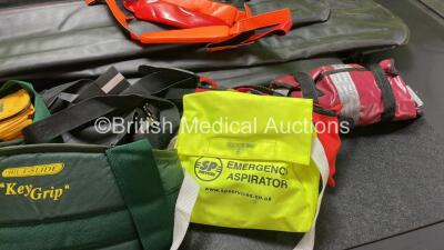 Mixed Lot Including 6 x Ferno Side Pads, 1 x Phil E Slide Key Grip, 1 x Emergency Aspirator, 1 x Kendrick Traction Splint and 2 x Mouth Pieces - 3