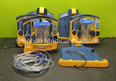 3 x Laerdal LSU Suction Units with 4 x Cups and Lids (All Power Up) 3 x LSU Wall Mount Brackets and Spatre Tubings (Cut Cables-See Photo)