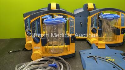 3 x Laerdal LSU Suction Units with 4 x Cups and Lids (All Power Up) 3 x LSU Wall Mount Brackets and Spatre Tubings (Cut Cables-See Photo) - 2