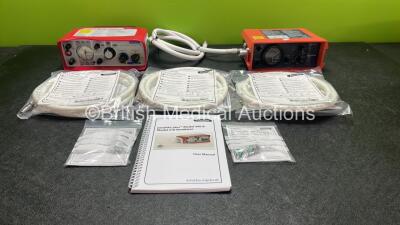 Job Lot Including 1 x paraPAC plus MR Compatible 310 Ventilator with Hose ,1 x paraPAC 2D Ventilator with Hose, 2 x pneuPAC REF W269-023 Batteries and 1 x paraPAC plus Model 300 & 3001 Ventilator User Manual