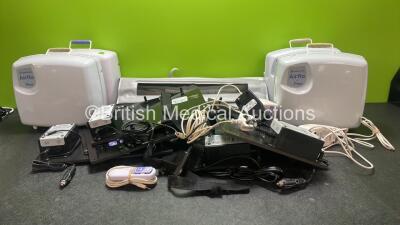 Job Lot Including 3 x Mangar Airflo Plus Compressors, 1 x Mangar Airflo Compressor, 1 x Mangar ELK Emergency Lifting Cushion, 5 x Mangar Stowage Position Brackets, 1 x AC Power Supplies, 1 x DC Power Supply and 1 x Controller