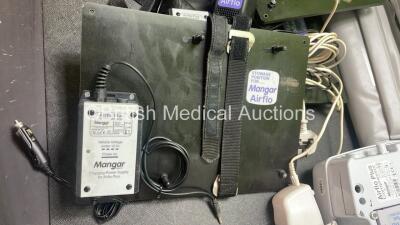 Job Lot Including 3 x Mangar Airflo Plus Compressors, 1 x Mangar Airflo Compressor, 1 x Mangar ELK Emergency Lifting Cushion, 5 x Mangar Stowage Position Brackets, 1 x AC Power Supplies, 1 x DC Power Supply and 1 x Controller - 3