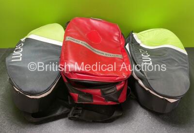 2 x Lucas 2 Chest Compression System Carry Bags and 1 x Large Chest Compression System Carry Bag (Broken Zip-See Photo)