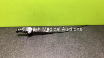 Olympus ENF-GP Pharyngoscope - Engineer's Report : Optical System - 12 Broken Fibers, Angulation - No Fault Found, Insertion Tube - Badly Crushed, Light Transmission - No Fault Found, Leak Check - No Fault Found *2503587*