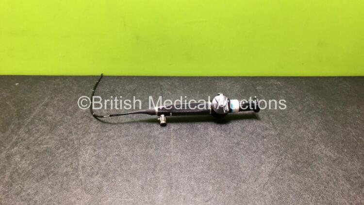 Olympus ENF-GP Pharyngoscope - Engineer's Report : Optical System - 1 Broken Fiber, Angulation - No Fault Found, Insertion Tube - Kinks Present, Light Transmission - No Fault Found, Leak Check - No Fault Found *1301317*