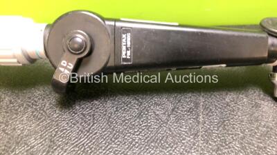 Pentax FNL-10RBS Laryngoscope - Engineer's Report : Optical System - 1 Broken Fiber and Stain on Edge, Angulation - No Fault Found, Insertion Tube - Rubber Grip Cone Adrift, Light Transmission - No Fault Found, Leak Check - Leak at Body Area *G114418* - 2