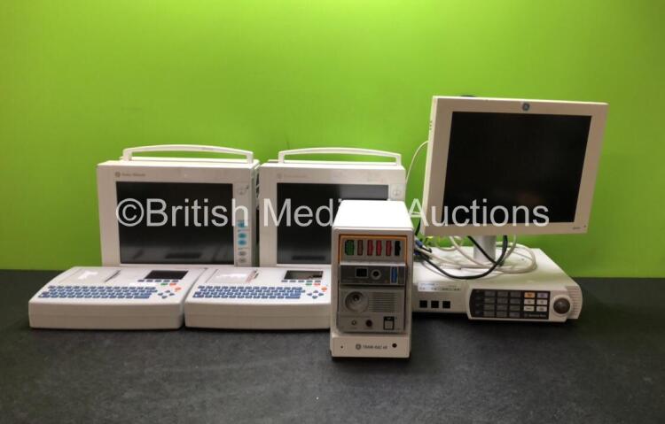 Job Lot Including 1 x GE Solar 8000M Unit , 1 x GE Tram RAC 4A Module Rack with 1 x Smart Anesthesia Multi Gas Module and 1 x Tram 451N Module Including ECG, SpO2, NBP, TEMP / CP and 3 x BP Options, 2 x Datex-Ohmeda Compact Anaesthesia Monitors with 1 x G