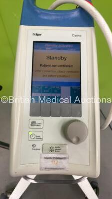 Drager Carina Ventilator on Stand Software Version 03.21 Boot Software Version - D1.7 Operating Hours 5085 on Stand (Powers Up) *S/N SRZH-0084* - 2