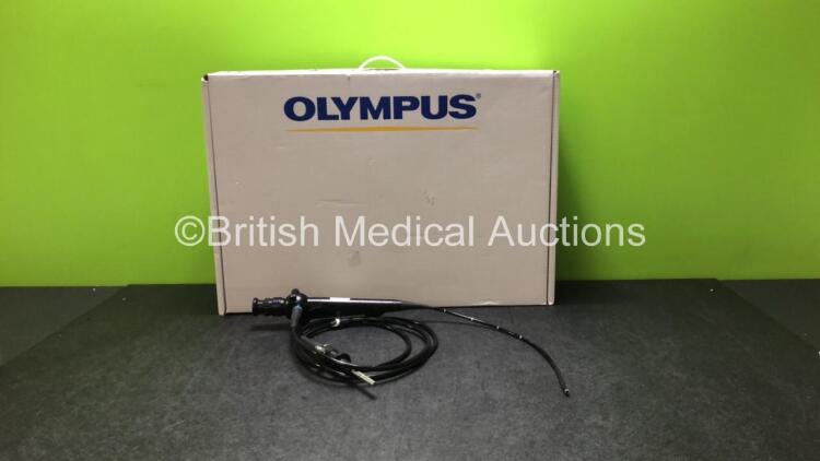 Olympus CYF-4 Cystoscope in Case - Engineer's Report : Optical System - 60+ Broken Fibers, Angulation - Strained, Insertion Tube - Strained, Light Transmission - No Fault Found, Leak Check - Leaking From Taped Up Light Guide Tube *W405278*