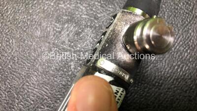 Olympus ENF-GP Pharyngoscope - Engineer's Report : Optical System - 1 Broken Fiber, Angulation - No Fault Found, Insertion Tube - Minor Crush Marks and Kinks Present, Light Transmission - No Fault Found, Leak Check - No Fault Found *W600488* - 3