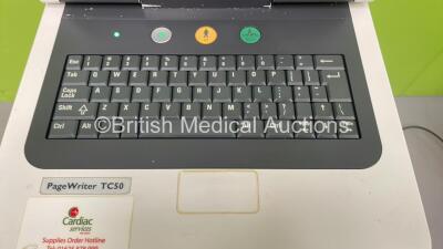 Philips PageWriter TC50 ECG Machine on Stand *Mfd 2018* with 10 Lead ECG Leads (Powers Up with Casing Damage - See Photo) *CNN1841173* - 2