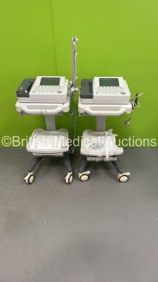 2 x Edan SE-1200 Express ECG Machines on Stands (Both Power Up with Casing Damage - See Photos) *311072-M15A02240001*