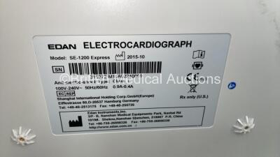 2 x Edan SE-1200 Express ECG Machines on Stands (Both Power Up with Casing Damage - See Photos) *311072-M15A02240001* - 5