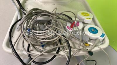 Edan F9 Express Fetal And Maternal Monitor on Stand with 3 x Transducers and Various Leads (No Power - Damage to Casing - See Photo) *S/N 108091-M121010600005* - 5