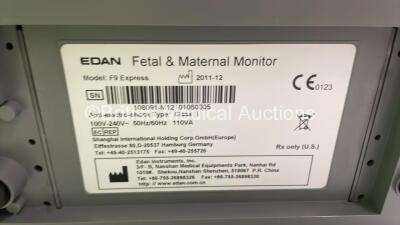 Edan F9 Express Fetal And Maternal Monitor on Stand with 3 x Transducers and Various Leads (No Power - Damage to Casing - See Photo) *S/N 108091-M121010600005* - 6