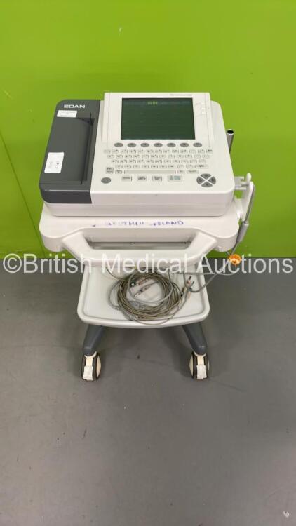 Edan SE-1200 Express ECG Machine on Stand with 10 Lead ECG Leads (Powers Up) *S/N 328026-GY130808630051*