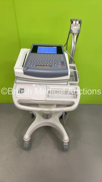 GE MAC1600 ECG Machine on Stand with 10 Lead ECG Leads (Powers Up with some Damage - See Photos) *SDE09370001NA*