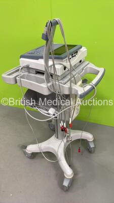 GE MAC1600 ECG Machine on Stand with 10 Lead ECG Leads (Powers Up with some Damage - See Photos) *SDE09370001NA* - 3