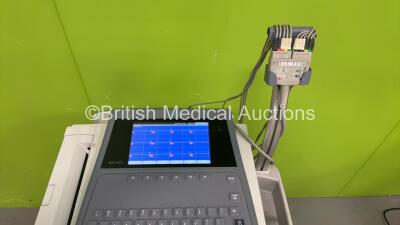 GE MAC1600 ECG Machine on Stand with 10 Lead ECG Leads (Powers Up with some Damage - See Photos) *SDE09370001NA* - 6