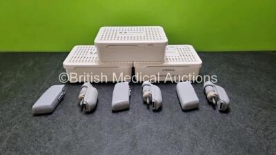 Job Lot Including 3 x Covidien Surgical Sonicision Reusable Ref SCG Generators, 3 x Covidien Ref SCB Battery Packs and 3 x Sterilisation Trays