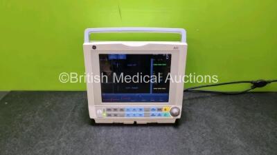 GE B20 Patient Monitor with SpO2, ECG, NIBP, IBP1, IBP2, T1 and T2 Options (Powers Up) *SN SGF120615699WA*