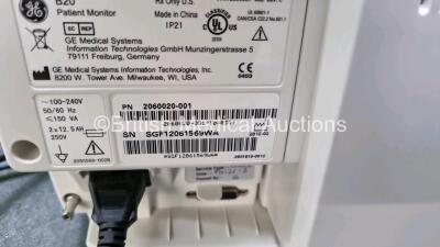 GE B20 Patient Monitor with SpO2, ECG, NIBP, IBP1, IBP2, T1 and T2 Options (Powers Up) *SN SGF120615699WA* - 4