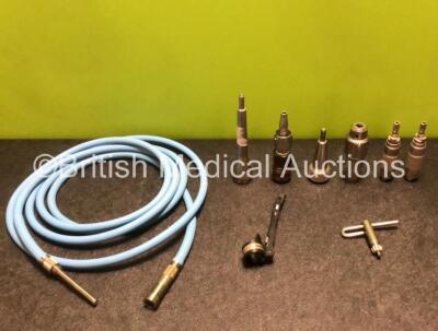 Job Lot of Various Handpiece Attachments Including 2 x Hall 1365-42 Hudson Attachment, 1 x MicroAire 6686 Jacobs Drill Attachment and 1 x Fibre Optic Light Source Cable