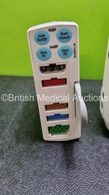 Job Lot Including 1 x GE F-FM-00 Patient Monitor (Draws Power) with 1 x GE E-PSMP-00 Modules Including ECG, SpO2, NIBP, P1, P2, T1 and T2 Options and 1 x Nellcor Oximax N-560 Pulse Oximeter (Powers Up) *SN 6635485 / 6670458 / 011114030132* - 2