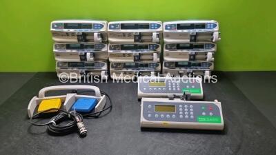 Mixed Lot Including 4 x Alaris Asena GH Syringe Pumps (All Power Up) 5 x Carefusion Alaris GH Syringe Pumps (All Power Up) 2 x Graseby 3400 Syringe Pumps (No Power) and 1 x Conmed Footswitch *cage*