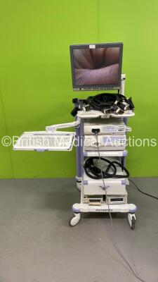 Olympus Stack Trolley with Olympus OEV191H Monitor, Olympus Evis Exera II CV-180 Camera Control Unit, Olympus Evis Exera II CLV-180 Light Source, Sony UP-25MD Colour Video Printer, Sony UP-DVO-1000MD DVD Recorder, 1 x Olympus S-7H Camera Head, 1 x Olympus