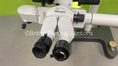 Heerbrugg Wild M650 Surgical Microscope with Binoculars, 3 x 10x/21 Eyepieces, Training Arm and f=250mm Lens on Stand (Powers Up) - 2