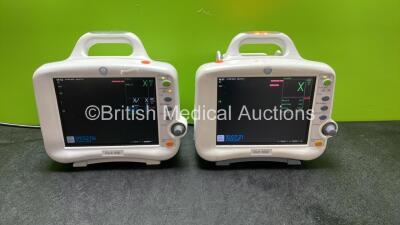 2 x GE Dash 3000 Patient Monitors Including ECG, NBP, CO2, BP1, BP2, SpO2 and Temp/Co Options (Both Power Up) *SN AAB04387648GA, DSH04450141GA*